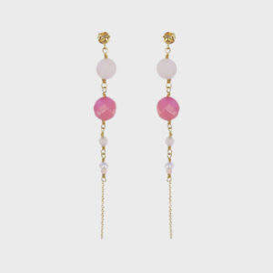 Øreringe med pink agat, rosakvarts og perler, "In love with pink" -Foto