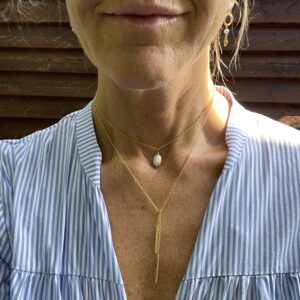 Halskæde, choker, Sunshine, med perlevedhæng