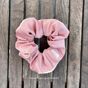 Støvet rosa og naturhvid -Scrunchie