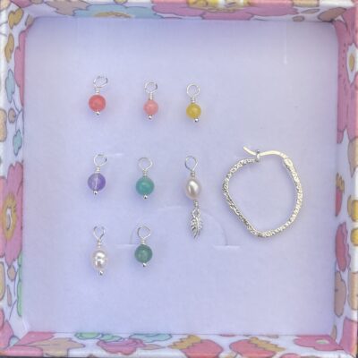 Vedhæng til Dharma hoop, Mørk lyserød rhodochrosit - SØLV