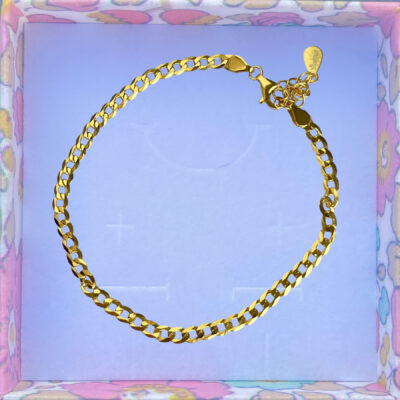 Armbånd, Cuban, ekstra tykt 18K forgyldt sterlingsølv og rhodineret sterlingsølv