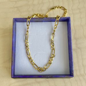 Halskæde, Figaro, ekstra tykt 18K forgyldt sterlingsølv og rhodineret sterlingsølv