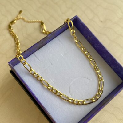 Halskæde, Figaro, ekstra tykt 18K forgyldt sterlingsølv og rhodineret sterlingsølv