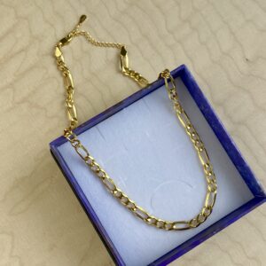 Halskæde, Figaro, ekstra tykt 18K forgyldt sterlingsølv og rhodineret sterlingsølv