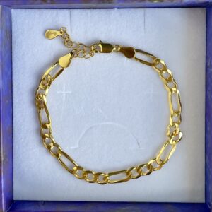 Armbånd Figaro, ekstra tykt 18K forgyldt sterlingsølv og rhodineret sterlingsølv