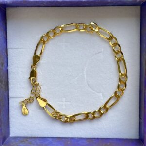 Armbånd Figaro, ekstra tykt 18K forgyldt sterlingsølv og rhodineret sterlingsølv