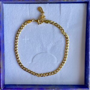 Armbånd, Cuban, ekstra tykt 18K forgyldt sterlingsølv og rhodineret sterlingsølv