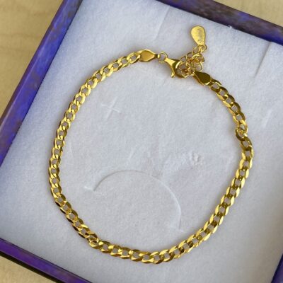 Armbånd, Cuban, ekstra tykt 18K forgyldt sterlingsølv og rhodineret sterlingsølv