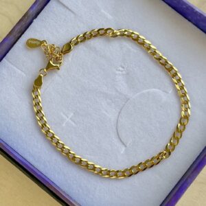 Armbånd, Cuban, ekstra tykt 18K forgyldt sterlingsølv og rhodineret sterlingsølv