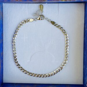 Armbånd, Cuban, ekstra tykt 18K forgyldt sterlingsølv og rhodineret sterlingsølv