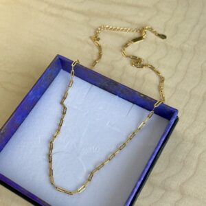 Halskæde, Paper clips, ekstra tykt 18K forgyldt sterlingsølv og rhodineret sterlingsølv