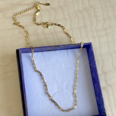 Halskæde, Paper clips, ekstra tykt 18K forgyldt sterlingsølv og rhodineret sterlingsølv