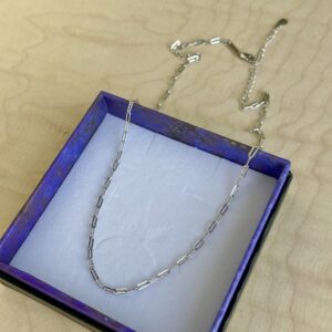 Halskæde, Paper clips, ekstra tykt 18K forgyldt sterlingsølv og rhodineret sterlingsølv