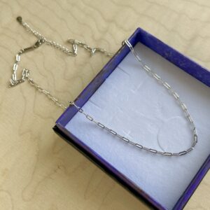 Halskæde, Paper clips, ekstra tykt 18K forgyldt sterlingsølv og rhodineret sterlingsølv