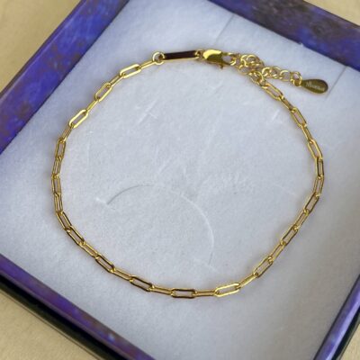 Armbånd Paper clips, ekstra tykt 18K forgyldt sterlingsølv og rhodineret sterlingsølv