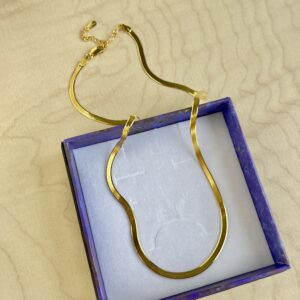 Snake halskæde i tykt 18K forgyldt sterlingsølv og rhodineret sterlingsølv.