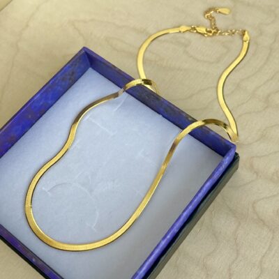 Snake halskæde i tykt 18K forgyldt sterlingsølv og rhodineret sterlingsølv.