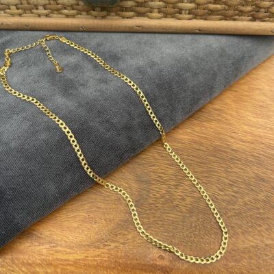 Halskæde, Cuban, ekstra tykt 18K forgyldt sterlingsølv og rhodineret sterlingsølv