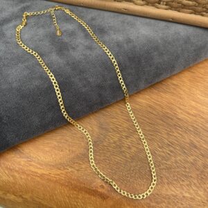 Halskæde, Cuban, ekstra tykt 18K forgyldt sterlingsølv og rhodineret sterlingsølv