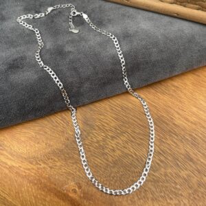 Halskæde, Cuban, ekstra tykt 18K forgyldt sterlingsølv og rhodineret sterlingsølv