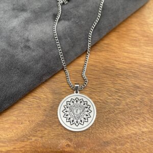 Halskæde med stålvedhæng Lotus & Mandala 1