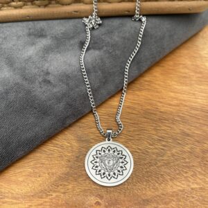 Halskæde med stålvedhæng Lotus & Mandala 1