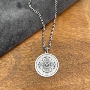 Halskæde, stålvedhæng med Lotus & Mandala 3