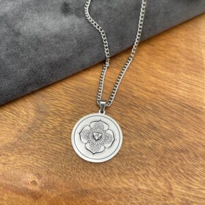 Halskæde, stålvedhæng med Lotus & Mandala 3