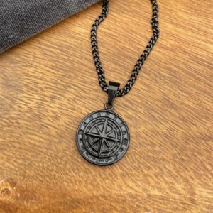 Halskæde -Sort stålvedhæng, Nordstjerne