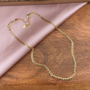 Halskæde, Cuban, ekstra tykt 18K forgyldt sterlingsølv og rhodineret sterlingsølv