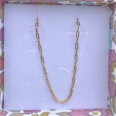 Halskæde, Paper clips, ekstra tykt 18K forgyldt sterlingsølv og rhodineret sterlingsølv