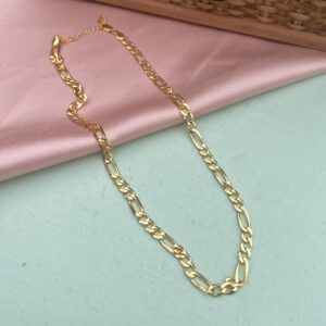 Halskæde, Figaro, ekstra tykt 18K forgyldt sterlingsølv og rhodineret sterlingsølv