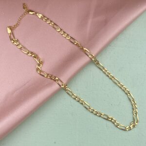 Halskæde, Figaro, ekstra tykt 18K forgyldt sterlingsølv og rhodineret sterlingsølv