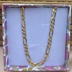 Halskæde, Figaro, ekstra tykt 18K forgyldt sterlingsølv og rhodineret sterlingsølv