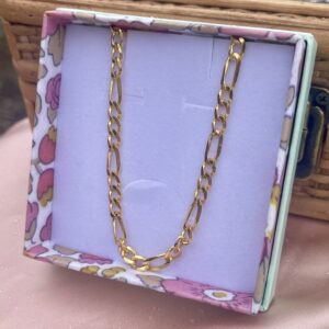 Halskæde, Figaro, ekstra tykt 18K forgyldt sterlingsølv og rhodineret sterlingsølv