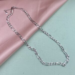 Halskæde, Figaro, ekstra tykt 18K forgyldt sterlingsølv og rhodineret sterlingsølv