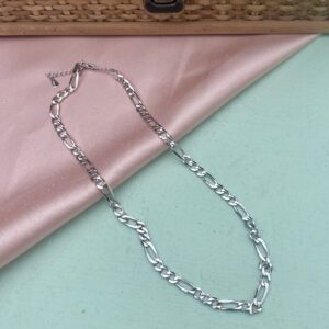 Halskæde, Figaro, ekstra tykt 18K forgyldt sterlingsølv og rhodineret sterlingsølv