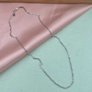 Halskæde, Paper clips, ekstra tykt 18K forgyldt sterlingsølv og rhodineret sterlingsølv