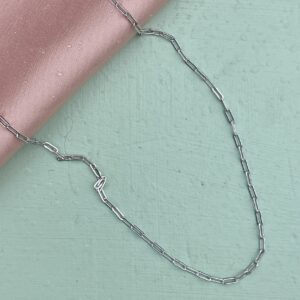 Halskæde, Paper clips, ekstra tykt 18K forgyldt sterlingsølv og rhodineret sterlingsølv