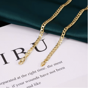 Halskæde, Cuban, ekstra tykt 18K forgyldt sterlingsølv og rhodineret sterlingsølv