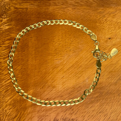 Armbånd, Cuban, ekstra tykt 18K forgyldt sterlingsølv og rhodineret sterlingsølv