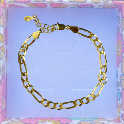 Armbånd Figaro, ekstra tykt 18K forgyldt sterlingsølv og rhodineret sterlingsølv