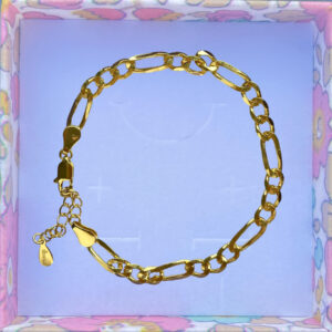 Armbånd Figaro, ekstra tykt 18K forgyldt sterlingsølv og rhodineret sterlingsølv