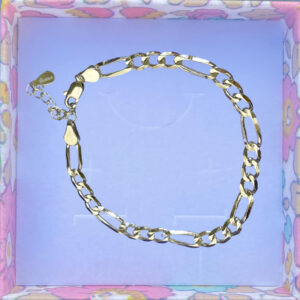 Armbånd Figaro, ekstra tykt 18K forgyldt sterlingsølv og rhodineret sterlingsølv