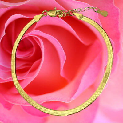 Armbånd, Snake flad 2,9mm, ekstra tykt 18K forgyldt sterlingsølv og rhodineret sterlingsølv