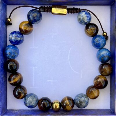 Atlas herrearmbånd – Lapis lazuli & Tigerøje