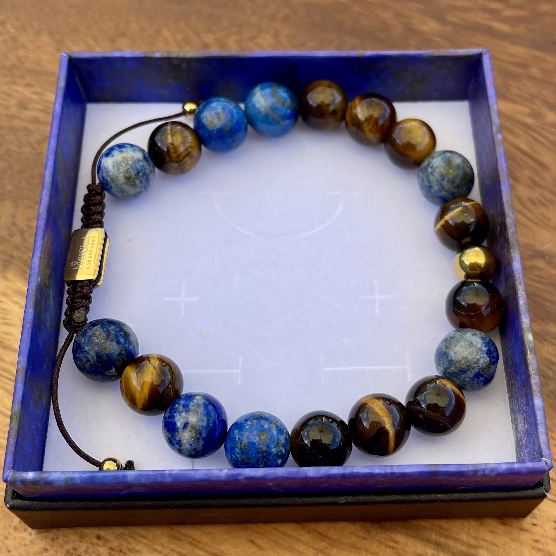 Atlas herrearmbånd – Lapis lazuli & Tigerøje