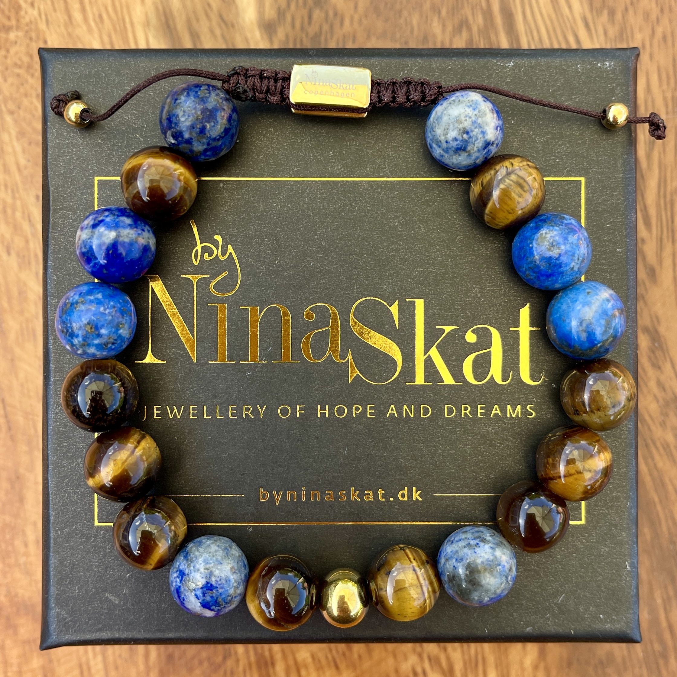 Atlas herrearmbånd – Lapis lazuli & Tigerøje