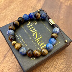 Atlas herrearmbånd – Lapis lazuli & Tigerøje