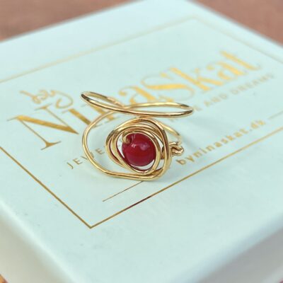 AURA ring – Rød jade